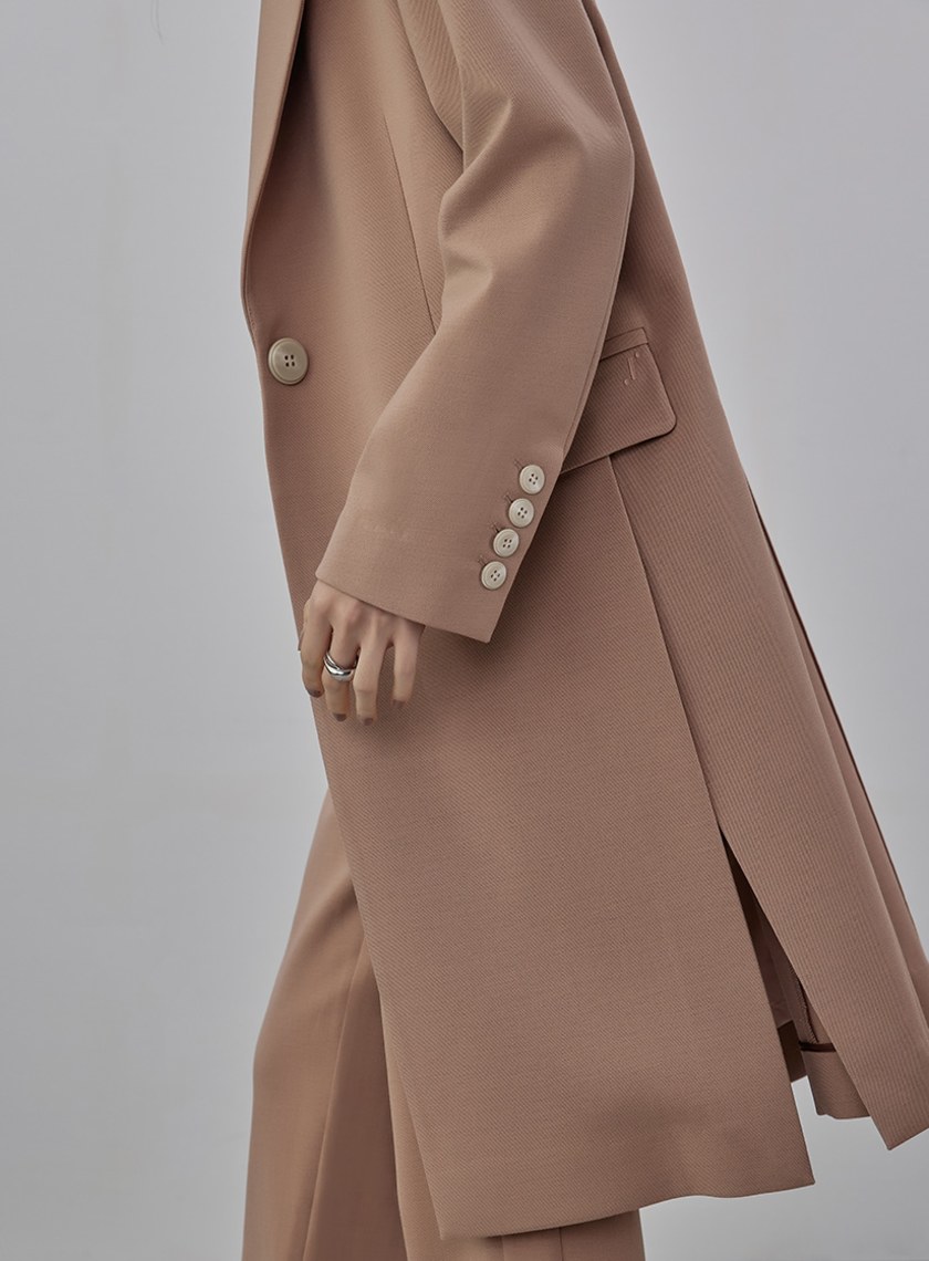 經典開衩細節長版西裝外套